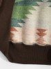 Quarter Zip Ethnic Aztec Print Woolen Sweatshirt -  