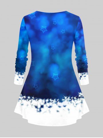 Plus Size Christmas Tree Star Colorblock Glitter 3D Print T-shirt