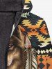 Gothic Wolf Feather Ethnic Graphic Print Zipper Fleece Hoodie For Men -  