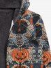 Gothic Halloween Skull Pumpkin Cat Print Zipper Fleece Hoodie For Men -  