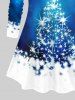 T-shirt 3D Etoile Sapin de Noël en Blocs de Couleurs Brillant Imprimé de Grande Taille - Bleu 4X