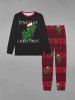 Gothic Christmas Hat Dinosaur Tree Floral Print T-shirt and Jogger Pants Pajama Set For Men -  