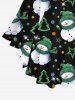 Plus Size Christmas Tree Snowman Star Glitter 3D Print Crisscross Flare Sleeves T-shirt -  