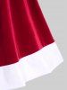 Robe Cape de Noël Bouclée en Blocs de Couleurs Jointive Grande Taille - Rouge 4X | US 26-28