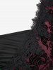 Plus Size Lace Applique Ruched Buckle Floral Mesh Flare Sleeves T-shirt -  