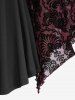 Plus Size Lace Applique Ruched Buckle Floral Mesh Flare Sleeves T-shirt -  
