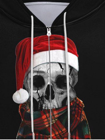 Gothic Christmas Hat Skull Plaid Print Zipper Hoodie For Men 42 OFF Rosegal