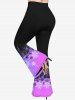 3D Glitter Snowflake Printed Ombre Christmas Long Sleeves T-shirt and Flare Pants Plus Size Matching Set -  
