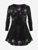 Plus Size 3D Snowman Snowflake Moon Gift Box Galaxy Printed Christmas T-shirt and Leggings Outfit -  