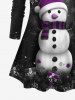 Plus Size 3D Snowman Snowflake Moon Gift Box Galaxy Printed Christmas T-shirt and Leggings Outfit -  