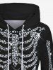 Plus Size 3D Glitter Sparkling Skeleton Print Halloween Kangaroo Pocket Drawstring Hoodie -  