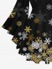 Plus Size Flare Sleeves Ombre Snowflake Printed Christmas Crisscross T-shirt and Flare Pants Outfit -  