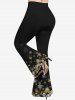 Plus Size Flare Sleeves Ombre Snowflake Printed Christmas Crisscross T-shirt and Flare Pants Outfit -  