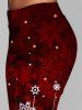 Christmas Snowflake Print Elastic Waist Long Leggings -  