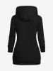 Plus Size 3D Glitter Sparkling Skeleton Print Halloween Kangaroo Pocket Drawstring Hoodie -  
