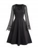 Lace Flare Sleeve Crossover A Line Dress -  