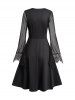 Lace Flare Sleeve Crossover A Line Dress -  