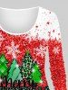 T-shirt Sapin de Noël Brillant Lettre Imprimée de Grande Taille à Paillettes - Rouge 1X