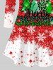 Plus Size Christmas Tree Snowflake Letters Sparkling Sequins Print T-shirt - Rouge 5X