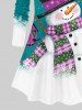 Plus Size Christmas Snowman Snowflake Christmas Print T-shirt -  