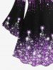 Plus Size Christmas Snowflake Sparkling Sequin Glitter 3D Printed Flare Sleeves Party Dress -  