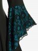 Haut Asymétrique Tordu Panneau en Maille à Manches de Cloche Grande Taille à Lacets - Bleu Ciel L | US 12
