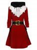 Christmas Belted 3D Print Lace Up Hoodie Dress -  