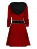 Christmas Belted 3D Print Lace Up Hoodie Dress -  