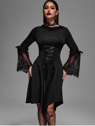 Gothic Dress with Trumpet Sleeves