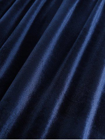 Plus Size Flower Heart Chain Panel Ruched Keyhole Neck Velvet T-shirt