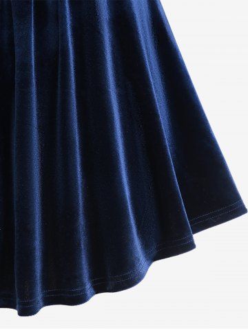 Plus Size Flower Heart Chain Panel Ruched Keyhole Neck Velvet T-shirt