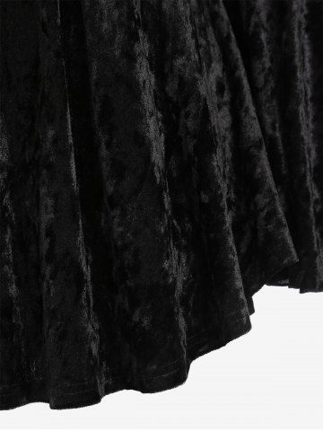 Gothic Plus Size Appliques Lace Trim Flocked Flower Flare Sleeves Velvet T-shirt