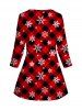 Plus Size Plaid Snowflake Print Crisscross Christmas Faux Twinset T-shirt -  
