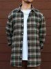 Men's Casual Turn Down Collar Check Plaid Long Sleeves Flannel Shirt -  
