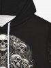 Sweat à Capuche Gothique 3D Crâne Imprimé Doublure en Laine avec Poche à Cordon pour Homme - Noir 5XL