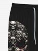 Gothic 3D Bloody Skulls Chain Print Halloween Drawstring Pockets Pull On Pants For Men -  