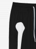 Gothic Skeleton Print Halloween Drawstring Pockets Sweatpants For Men -  