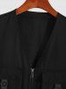Men's Streetwear Solid Color Multi-pockets Straps Design Zip Fly Techwear Cargo Vest -  