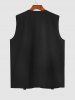 Men's Streetwear Solid Color Multi-pockets Straps Design Zip Fly Techwear Cargo Vest -  