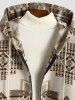 Woolen Aztec Ethnic Geometric Print Pocket Hooded Coat -  