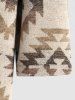 Zip Up Longline Woolen Aztec Ethnic Geometric Print Pocket Hooded Coat -  