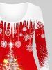 T-shirt Sapin de Noël Brillant Flocon de Neige Imprimé de Grande Taille - Rouge XS