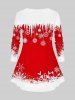 T-shirt Sapin de Noël Brillant Flocon de Neige Imprimé de Grande Taille - Rouge XS