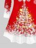 Plus Size Glitter Sparkling Christmas Tree Snowflake Print T-shirt -  