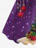 Robe Chaîne de Noël Brillante Sapin de Noël et Boule Imprimés de Grande Taille - Pourpre  S