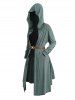 Open Front Long Belted Hooded Top And Solid Color Tank Top Set -  