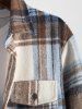 Plaid Checks Colorblock Pocket Design Woolen Turn Down Collar Coat -  