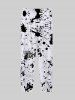 Pantalon de Survêtement avec Cordon de Serrage à Imprimé Éclaboussures de Peinture pour Hommes - Blanc 3XL