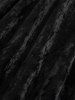 Plus Size Appliques Lace Trim Flocked Flower Flare Sleeves Velvet T-shirt -  