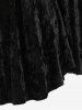 Plus Size Appliques Lace Trim Flocked Flower Flare Sleeves Velvet T-shirt -  